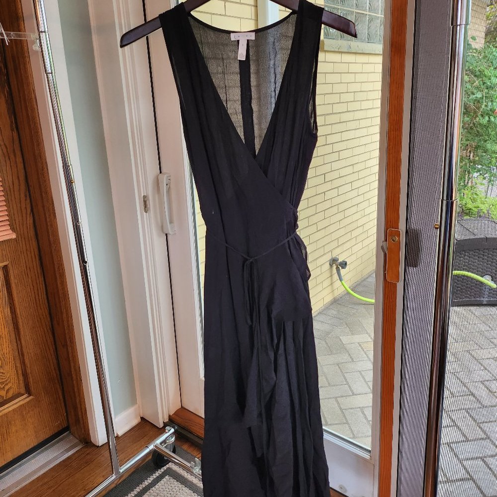 Leith Black Ruffled High-Low Wrap Dress